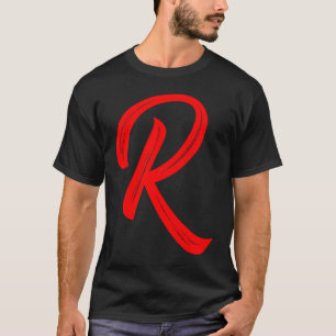 Camiseta Letra R alfabeto grande gráfico vermelho inicial