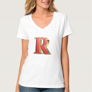 Camiseta Letra R de vidro vermelho
