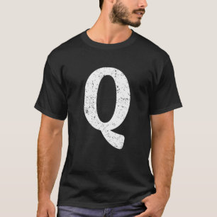 Camiseta Letra Retro Q Alfabeto Maiúsculo Monograma Inicial