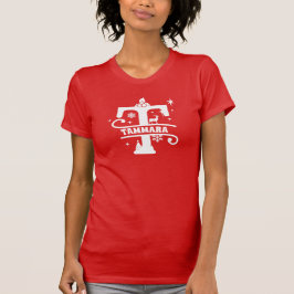 Camiseta Letra T Natal Monograma Nome inicial Vermelho