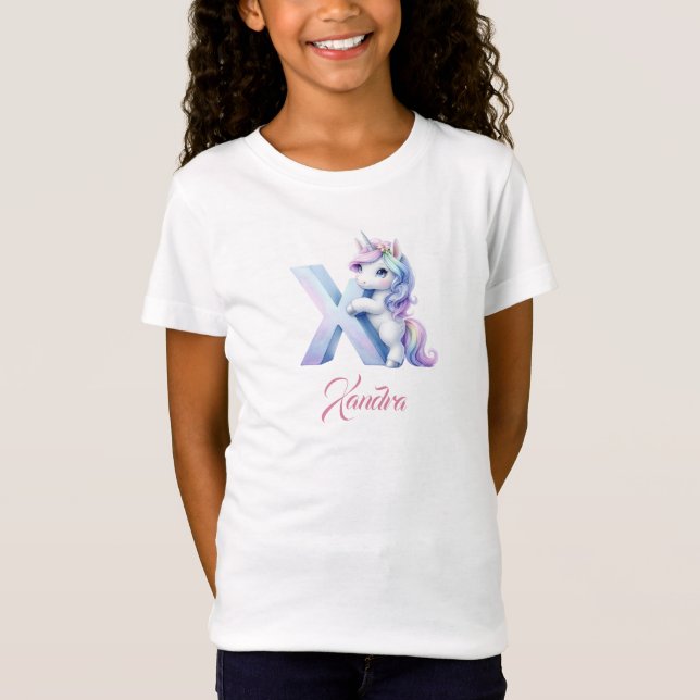 Camiseta Letra Unicorn Cor-de-rosa-rosa-rosa-branca-branca- (Frente)