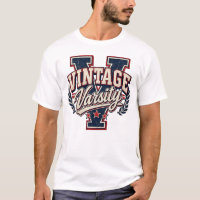 Letra V em Bloco Distress Vintage Varsity