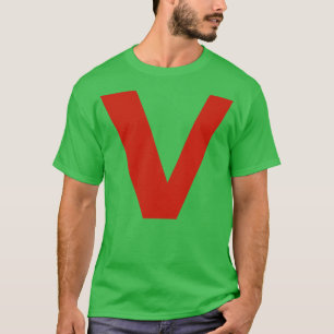 Camiseta Letra v em texto vermelho Tipografia mínima