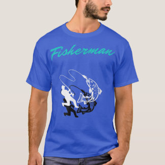 Camiseta Letra V FISHERMAN do pescoço do peixe grande