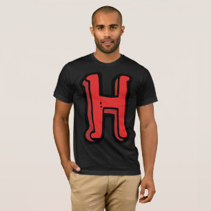 Camiseta Letra vermelha maiúscula H mens T-shirt