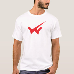 Camiseta Letra Vermelha Minimalista W com sinal Direito