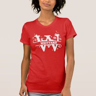 Camiseta Letra W Monograma de Natal Nome Inicial Vermelho 