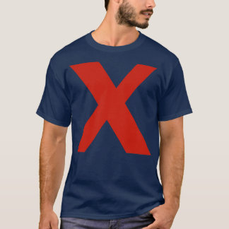 Camiseta Letra x em texto vermelho Tipografia mínima
