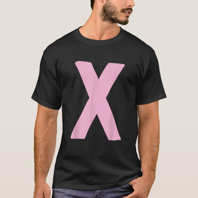 Camiseta Letra X grande e negrito a rosa (Frente)
