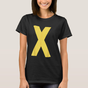 Camiseta Letra X grande e negrito em amarelo