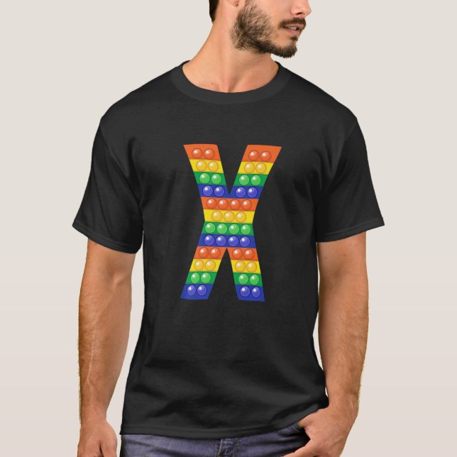 Camiseta Letra X Maiúscula Alphabet Fidget Pop It Funny Mat (Frente)