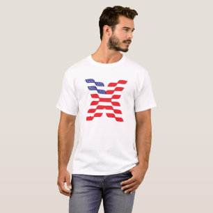 Camiseta Letra X Monograma Bandeira EUA