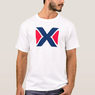 Camiseta Letra X Monograma Vermelho e Azul
