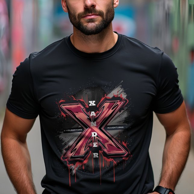 Camiseta Letra "X" personalizável do monograma de Grafite e (Criador carregado)