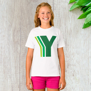 Camiseta Letra Y Verde Monograma Listras Geométricas