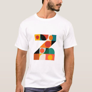 Camiseta Letra Z – Monograma Moderno em Blocos de Cor sobre