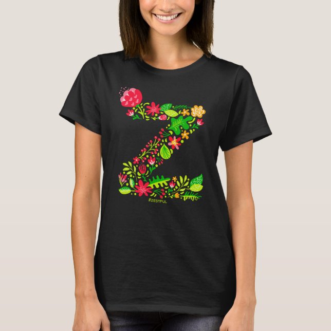 Camiseta Letra z no T-Shirt Flores (Frente)