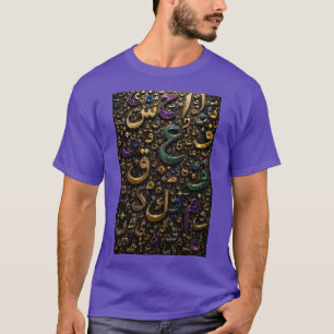 Camiseta Letras Árabes 3D de Luxo Abstratas