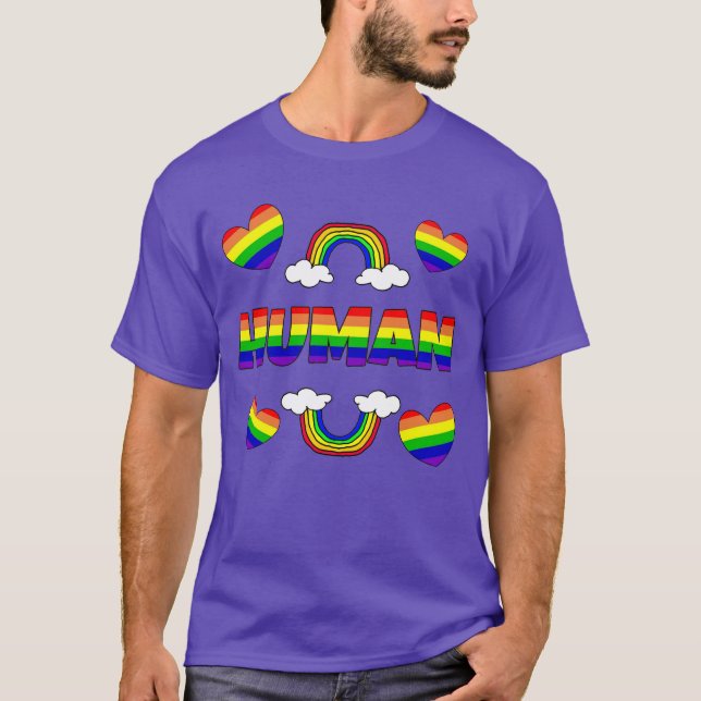 Camiseta Letras Arco-Íris Humano LGBTQ+ (Frente)