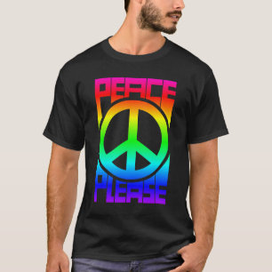 Camiseta Letras Arco-Íris Paz, Por Favor
