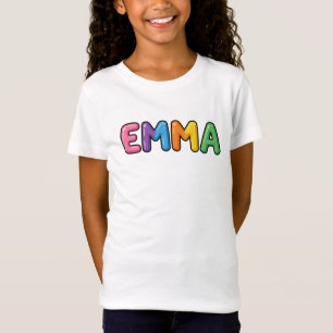 Camiseta Letras Balão Coloridas de Emma Design de Nome Fofo