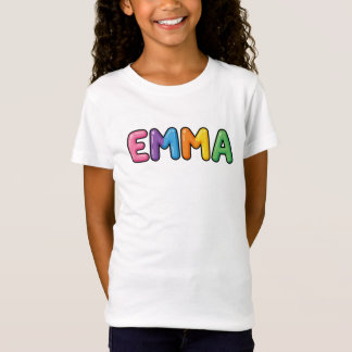 Camiseta Letras Balão Coloridas de Emma Design de Nome Fofo