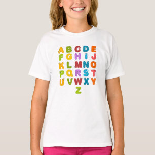 Camiseta Letras Bonitas Aprendizado Divertido Alfabeto Cor