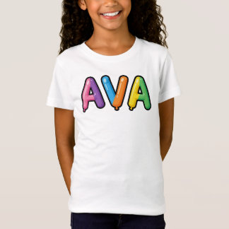 Camiseta Letras Coloridas em Bolha Ava Design de Nome Fofo