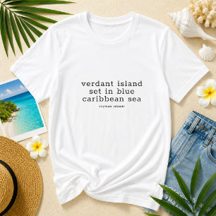 Camiseta Letras da Canção Nacional das Ilhas Cayman