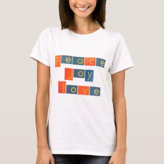 Camiseta Letras da lixa do AMOR da ALEGRIA da PAZ