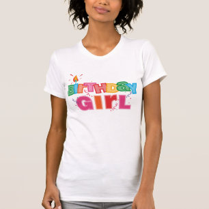 Camiseta Letras da menina do aniversário