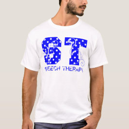 Camiseta letras da rua brancas e bolinhas azuis