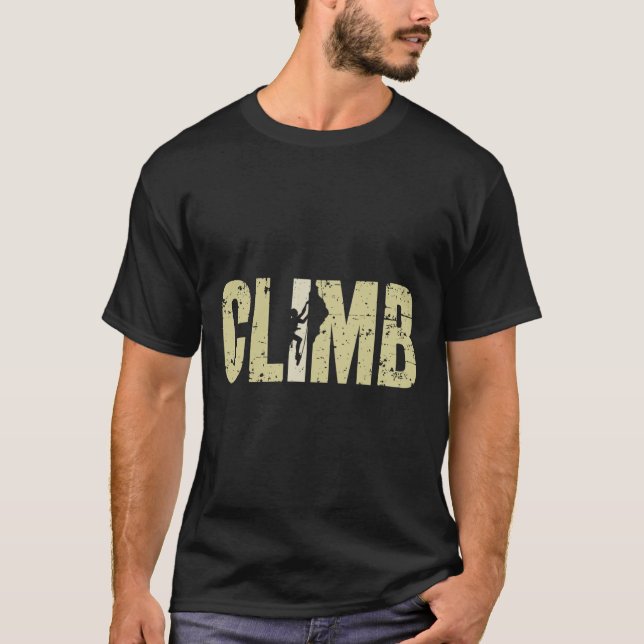 Camiseta Letras de Escalada Climber Para Escalada em Rocha  (Frente)