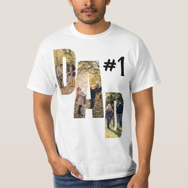 Camiseta Letras de Fotografia Personalizadas do Pai Número  (Frente)