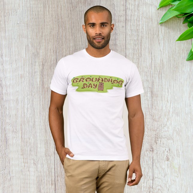 Camiseta Letras de Madeira do Dia da Marmota (Criador carregado)
