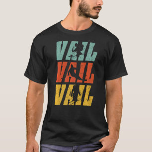 Camiseta Letras De Vail Em Colores Retro Silhouette Skier W