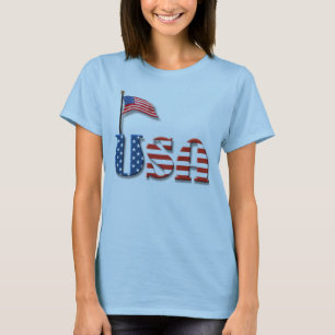 Camiseta Letras dos EUA e bandeira americana