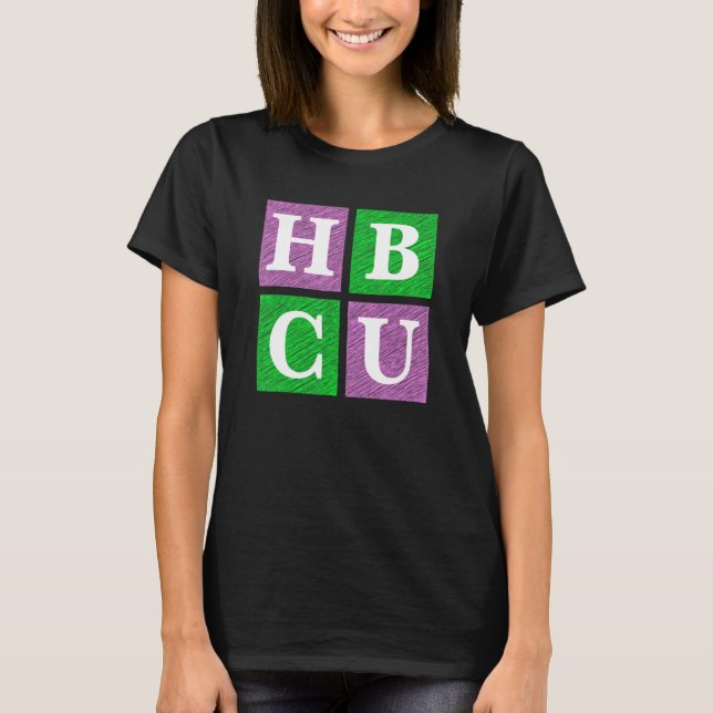 Camiseta Letras em Blocos HBCU Rosa e Verde (Frente)