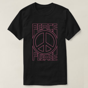 Camiseta Letras Em Contorno Rosa Paz Por Favor