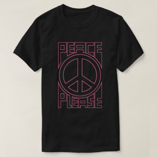 Camiseta Letras Em Contorno Rosa Paz Por Favor
