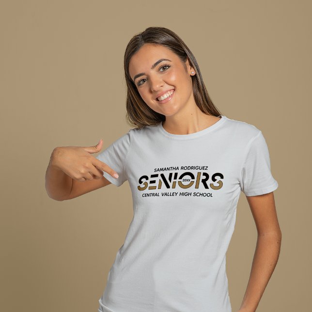 Camiseta Letras em fatias de Mais velho de duas cores preta (Criador carregado)