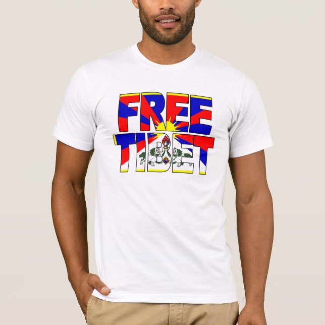 Camiseta Letras livres de Tibet cortadas da bandeira (Frente)