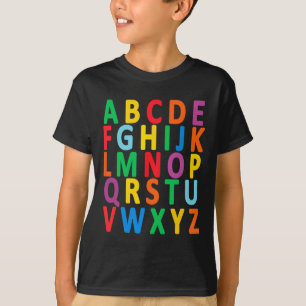 Camiseta Letras Maiúsculas Alfabeto Aprendem Crianças Menin