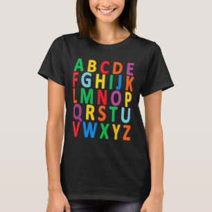 Camiseta Letras Maiúsculas Alfabeto Aprendem Crianças Menin