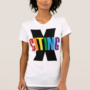 Camiseta Letras originais do arco-íris branco excitante cit