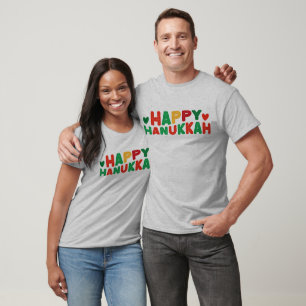 Camiseta Letras retrô Feliz Hanukkah 
