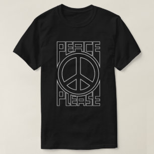 Camiseta Letreiro de Contorno Branco Paz, Por Favor