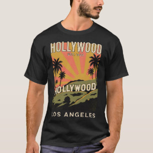 Camiseta Letreiro de Hollywood Los Angeles Cartaz de Viagem