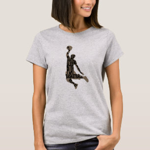 Camiseta letreiro de salto de jogador de basquete