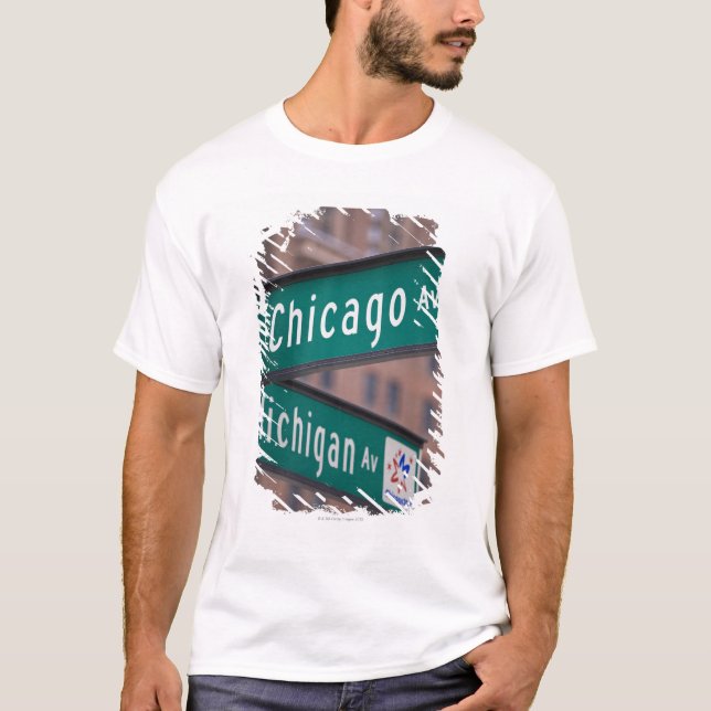 Camiseta Letreiros da avenida de Chicago e de Michigan, (Frente)